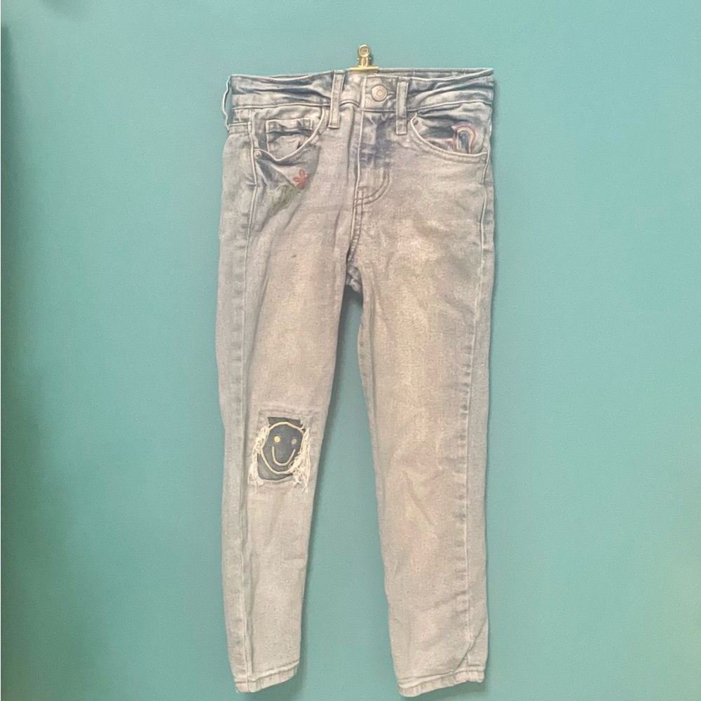 Girl blue art deco jeans